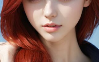 AI girl with red hair wallpaper