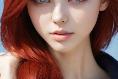 AI girl with red hair wallpaper