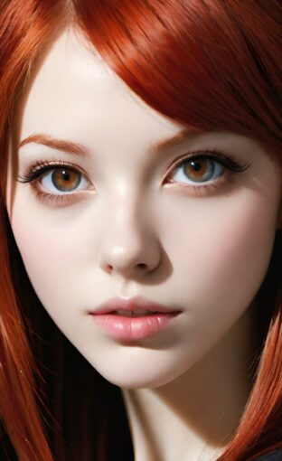 AI girl with red hair wallpaper