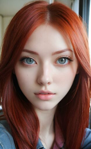 AI girl with red hair wallpaper