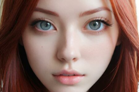 AI girl with red hair wallpaper