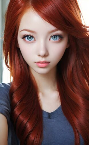 AI girl with red hair wallpaper