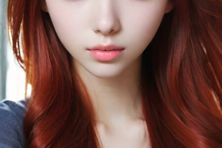 AI girl with red hair wallpaper