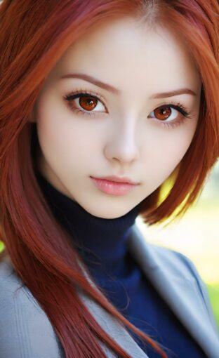 AI girl with red hair wallpaper