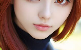 AI girl with red hair wallpaper