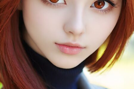 AI girl with red hair wallpaper