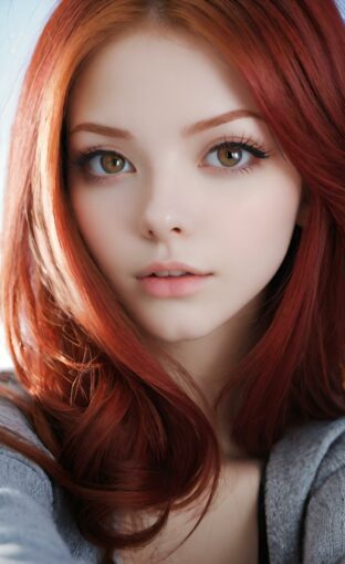 AI girl with red hair wallpaper