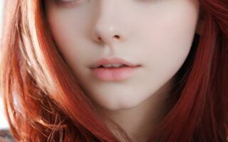 AI girl with red hair wallpaper