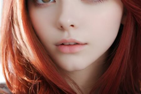 AI girl with red hair wallpaper