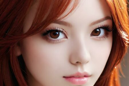 AI girl with red hair wallpaper