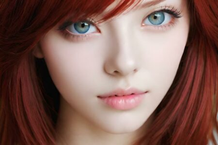 AI girl with red hair wallpaper