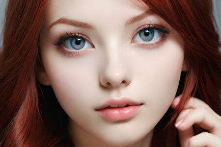 AI girl with red hair wallpaper