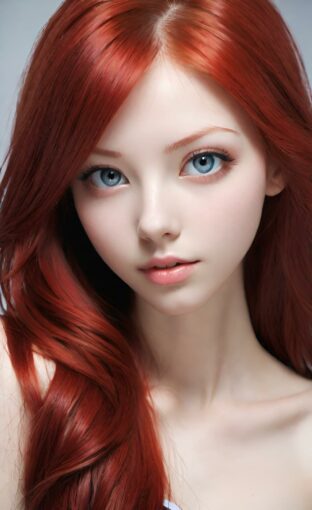 AI girl with red hair wallpaper