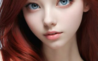 AI girl with red hair wallpaper