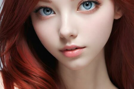 AI girl with red hair wallpaper