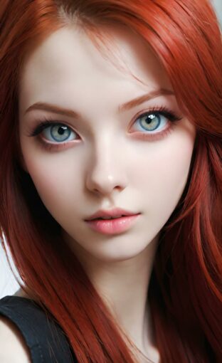 AI girl with red hair wallpaper