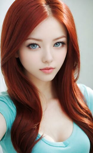 AI girl with red hair wallpaper