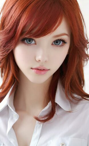 AI girl with red hair wallpaper