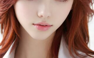 AI girl with red hair wallpaper
