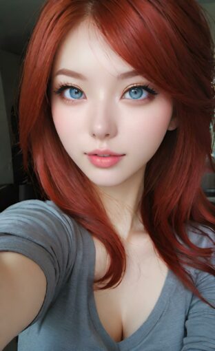 AI girl with red hair wallpaper