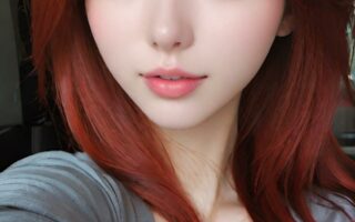 AI girl with red hair wallpaper