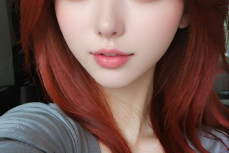 AI girl with red hair wallpaper