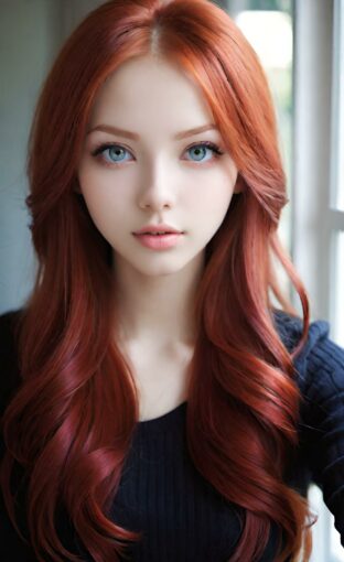 AI girl with red hair wallpaper