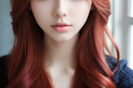 AI girl with red hair wallpaper