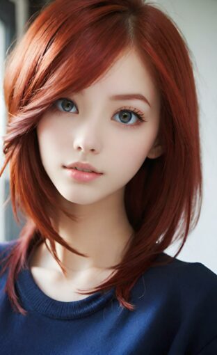 AI girl with red hair wallpaper
