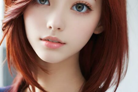 AI girl with red hair wallpaper