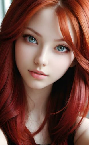 AI girl with red hair wallpaper