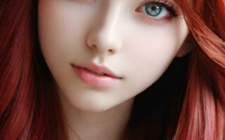 AI girl with red hair wallpaper