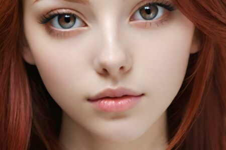 AI girl with red hair wallpaper