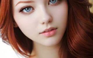 AI girl with red hair wallpaper