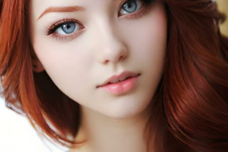 AI girl with red hair wallpaper