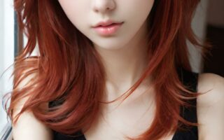 AI girl with red hair wallpaper