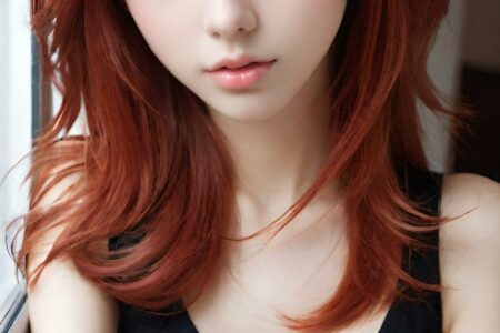 AI girl with red hair wallpaper