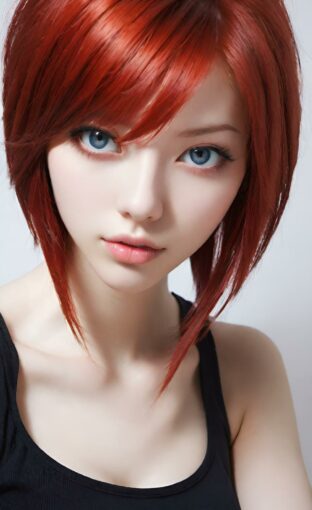 AI girl with red hair wallpaper