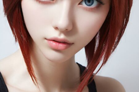 AI girl with red hair wallpaper