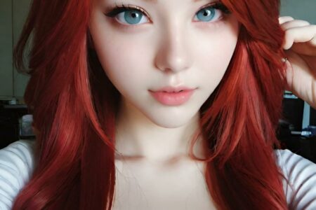 AI girl with red hair wallpaper
