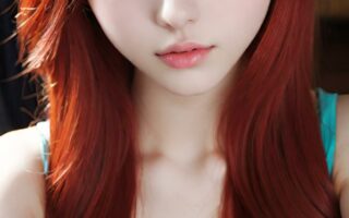 AI girl with red hair wallpaper