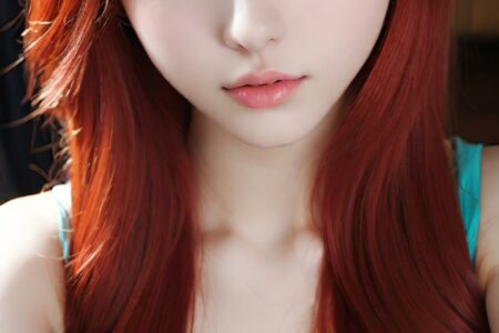 AI girl with red hair wallpaper