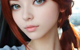 AI girl with red hair wallpaper