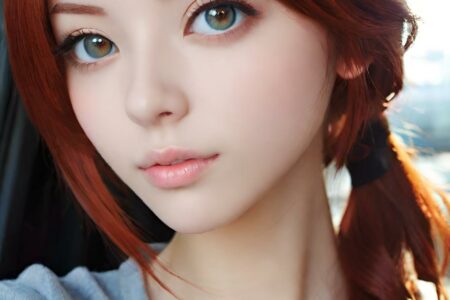 AI girl with red hair wallpaper