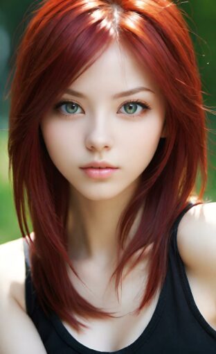 AI girl with red hair wallpaper