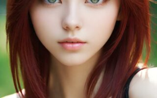 AI girl with red hair wallpaper
