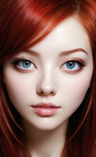AI girl with red hair wallpaper