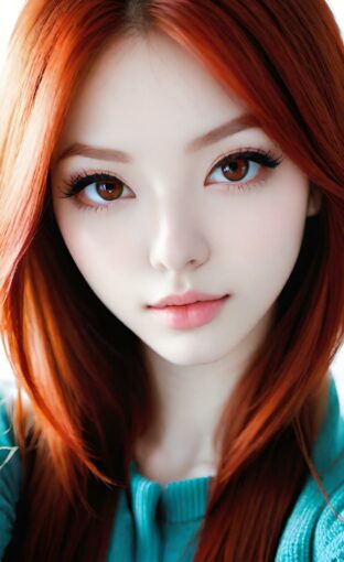 AI girl with red hair wallpaper