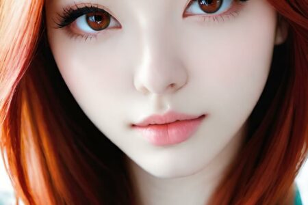 AI girl with red hair wallpaper