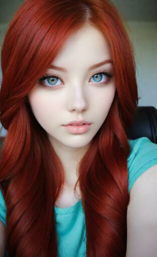 AI girl with red hair wallpaper